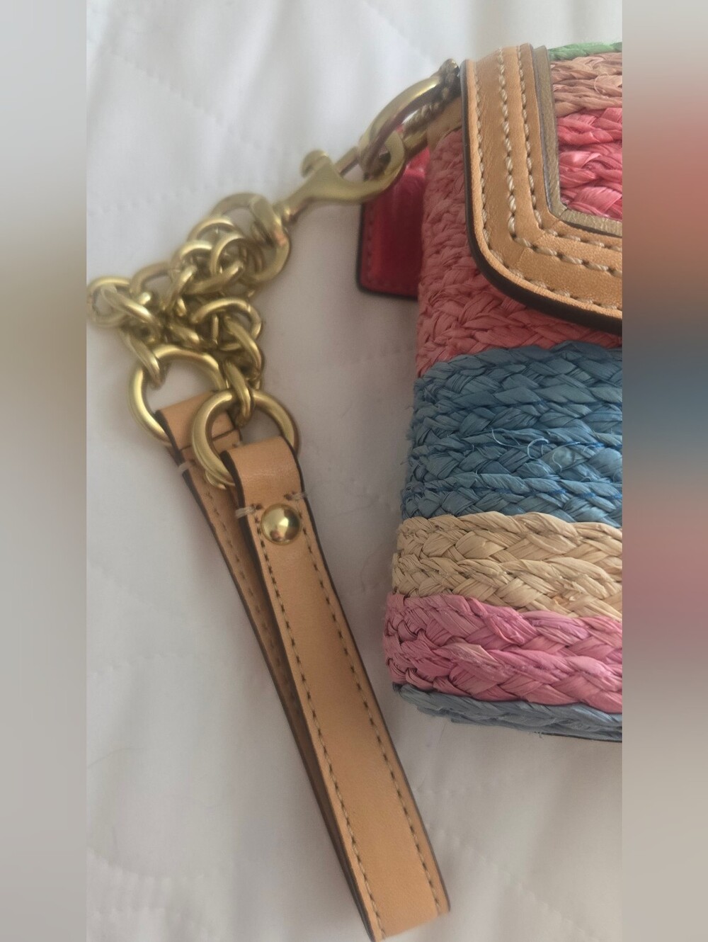VINTAGE Coach Hamptons Multicolor Straw Wristlet – Excellent Pre-Loved Condition - Picture 5 of 8